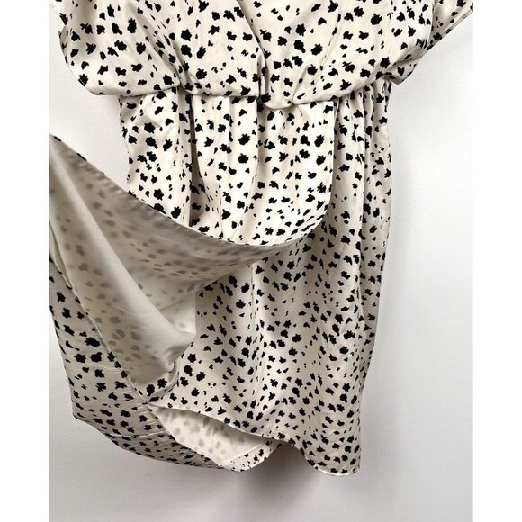 Alice + Olivia Silk Dress White Black Flutter Sleeve Elastic Waist Size Small - Picture 6 of 10